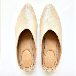 Franco Sarto Kaine Shimmer Leather Mules – Light gold